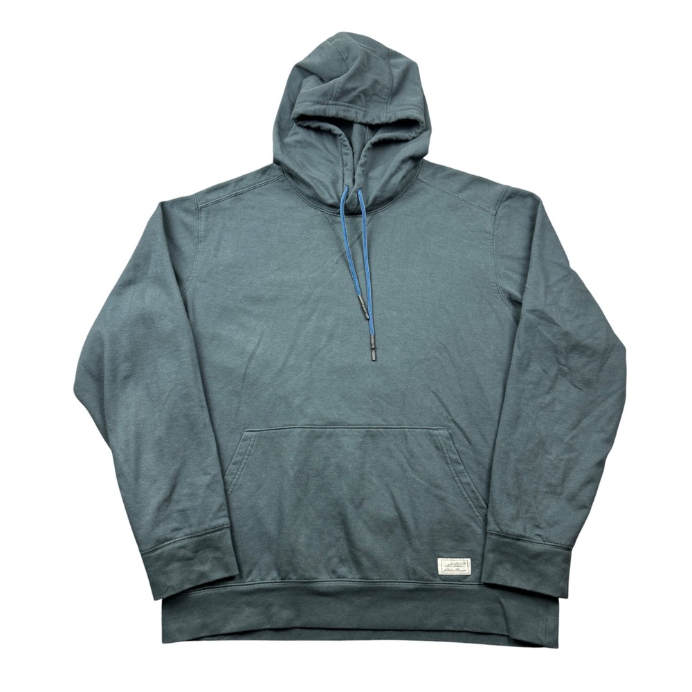 Eddie Bauer Mens Large Everyday Pullover Hoodie Sweatshirt Blue Fleece Minimal